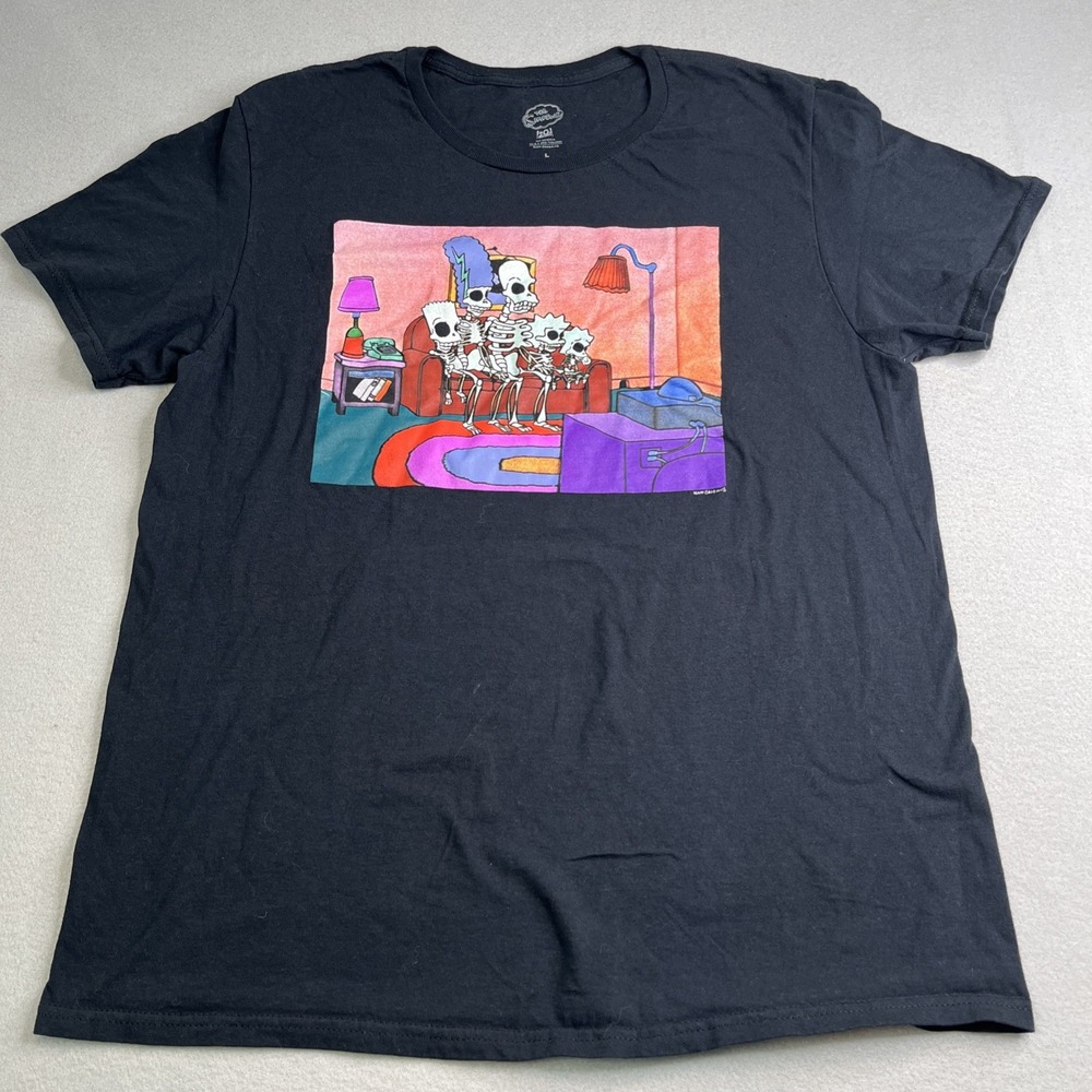 The Simpsons T Shirt Halloween Skeleton Family On Couch Large